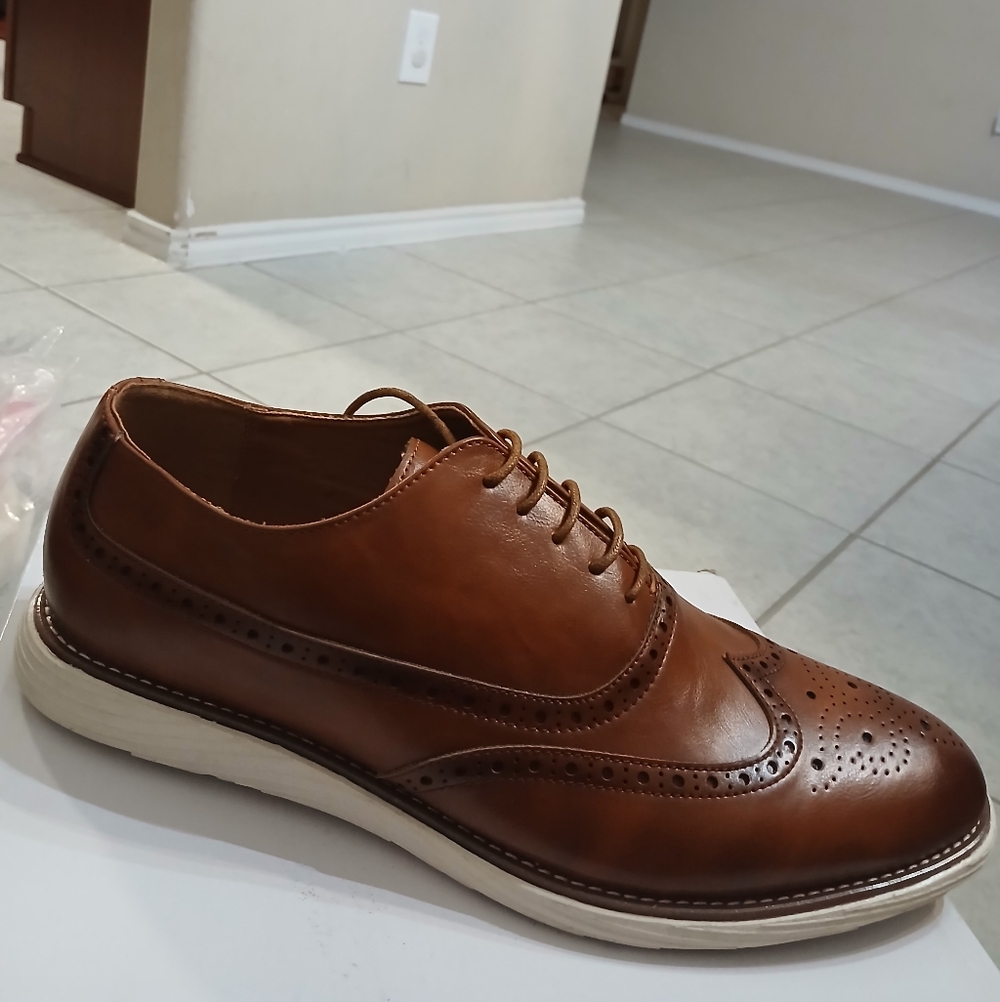 Jtai Brown Leather Men's Derby Shoes Sz 13